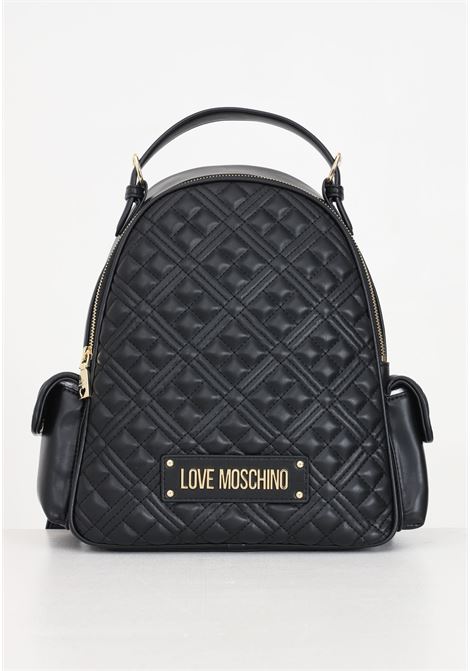 Black women's backpack with diamond quilted texture LOVE MOSCHINO | JC4015PP1ILA0000